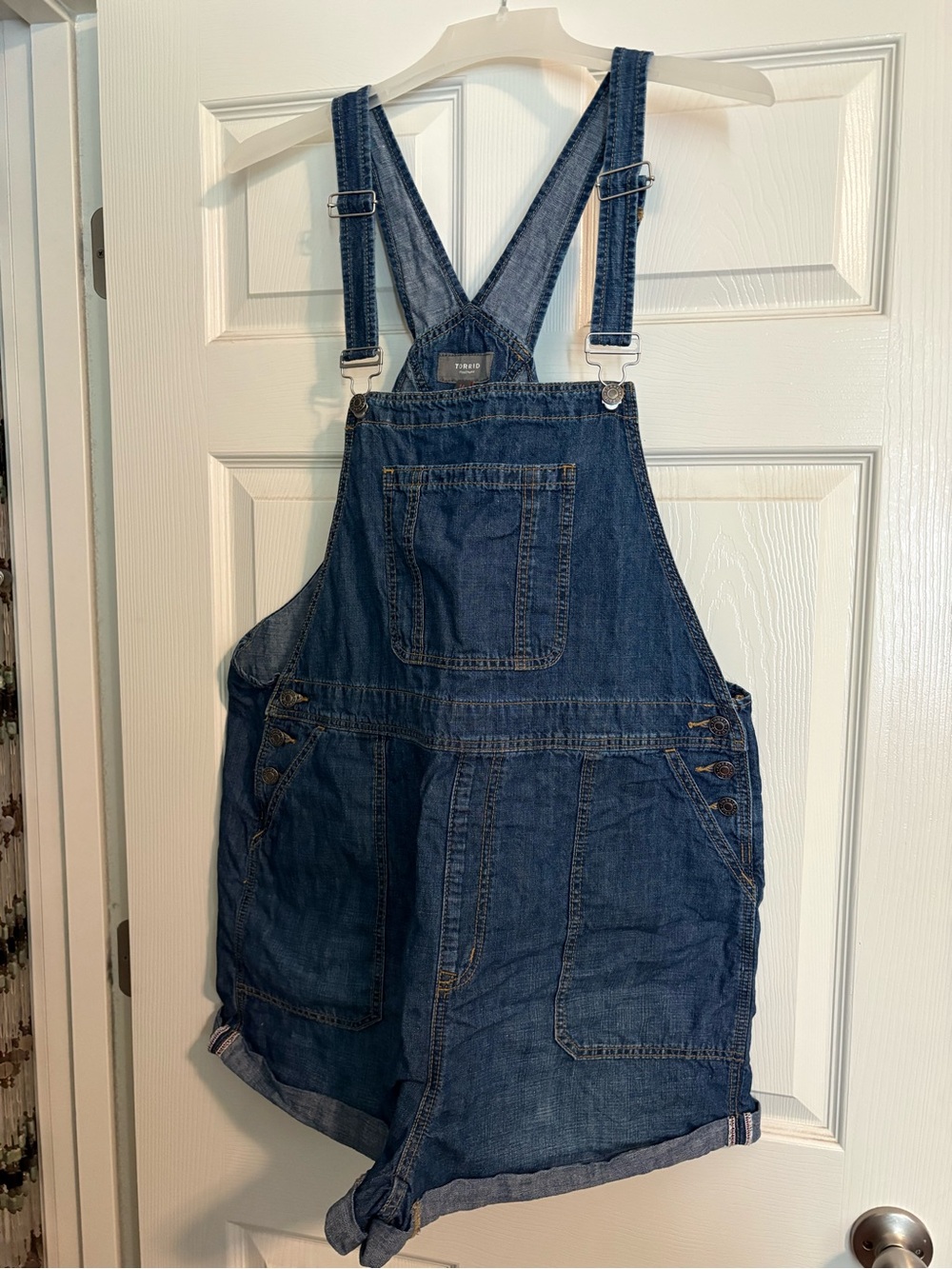 Torrid FeelTheFit Cotton/Linen Overall Shorts Size 14